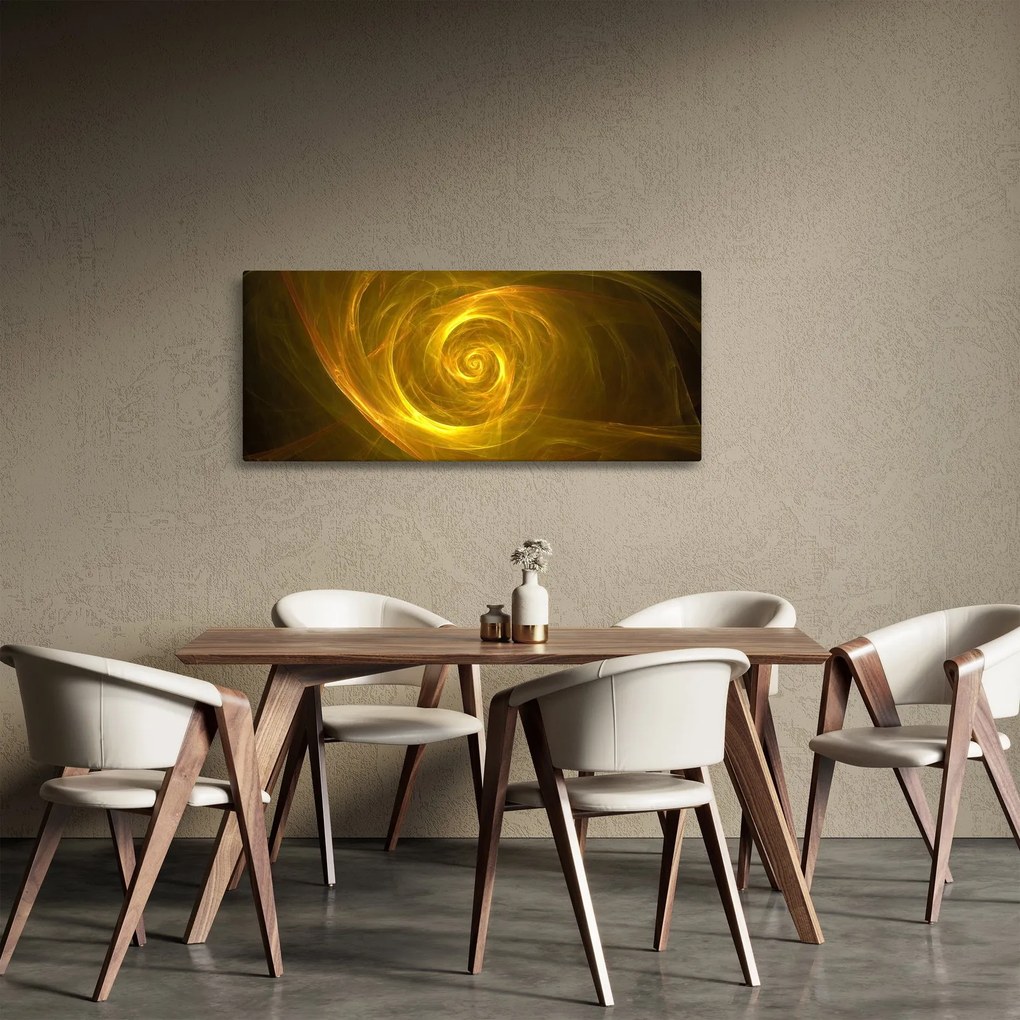 Absztrakt sárga spirál képe (120x50 cm)