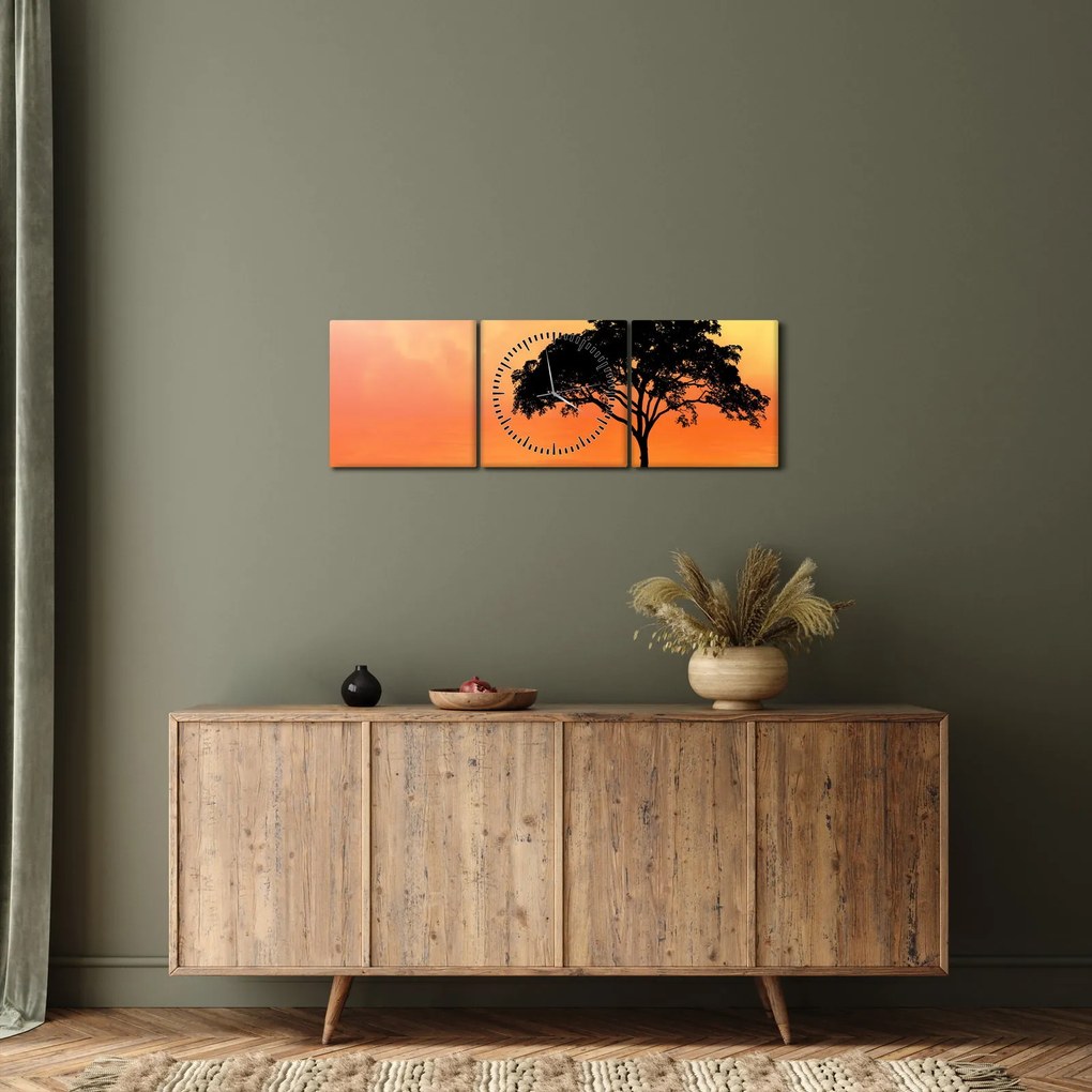 Kép egy fáról naplementekor (órával) (90x30 cm)