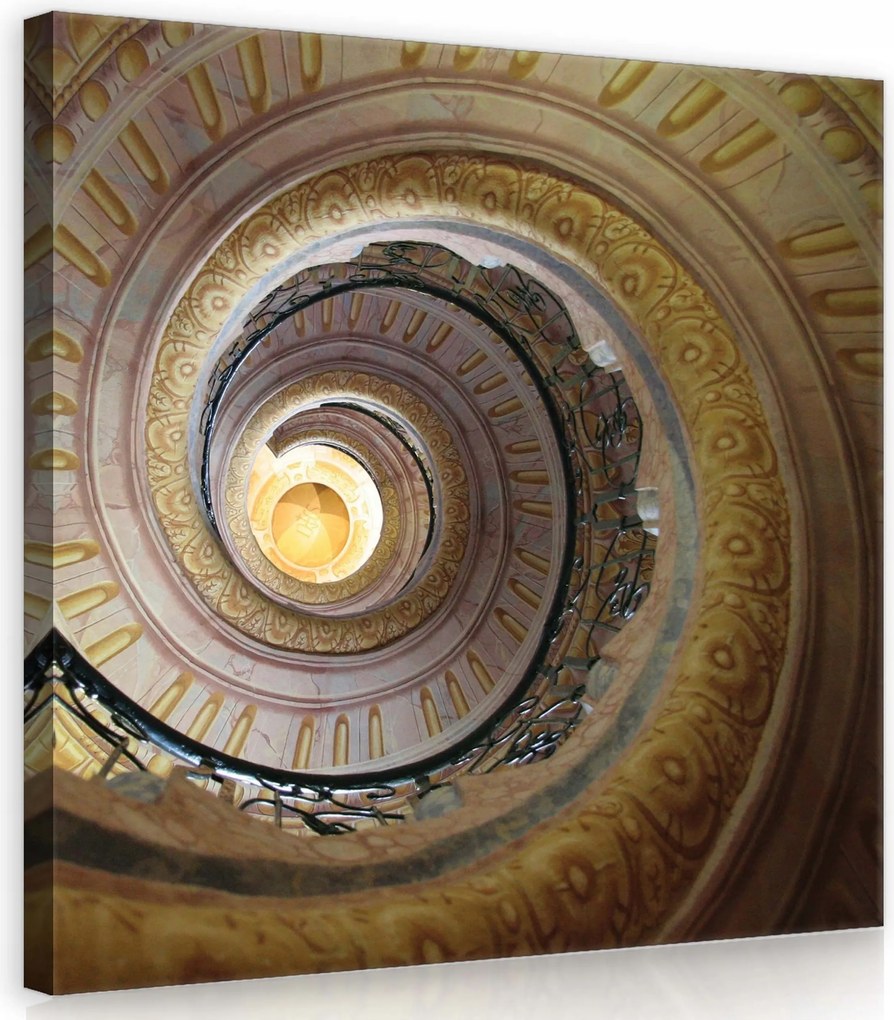 Vászonkép 40x40 Spirális lépcső kilátás alulról építészet fény mélység kovácsolt