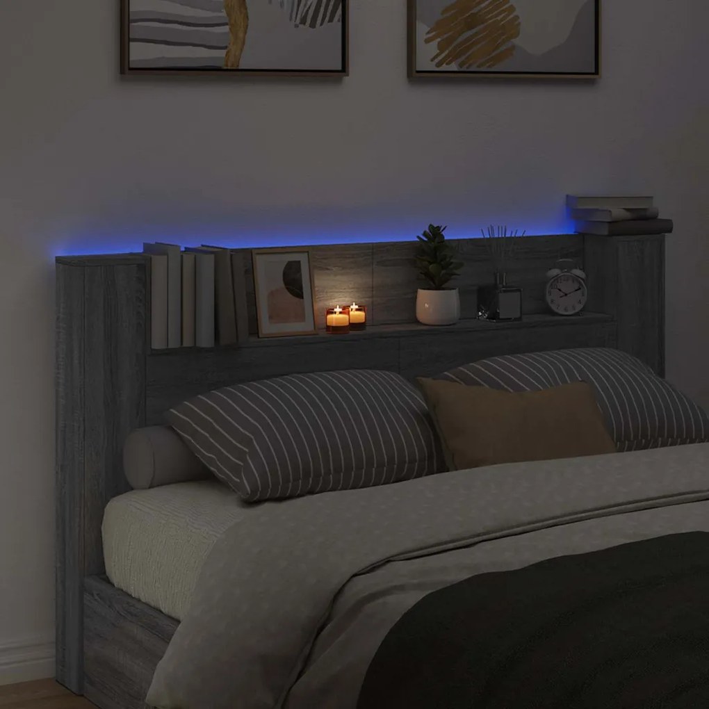 Fejtámla polcokkal Szürke Sonoma 180 x 16,5 x 103,5 cm Faanyag