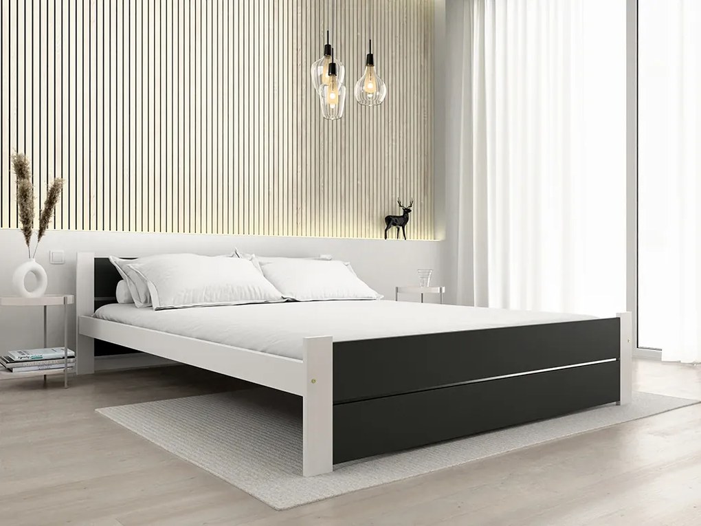 Ágy IKAROS DOUBLE 180 x 200 cm, antracit/fehér Matrac: Matrac nélkül, Ágyrács: Deszkás ágyráccsal