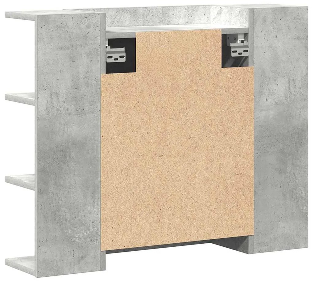 betonszürke forgácslap fürdőszobai tükör 80 x 20,5 x 64 cm