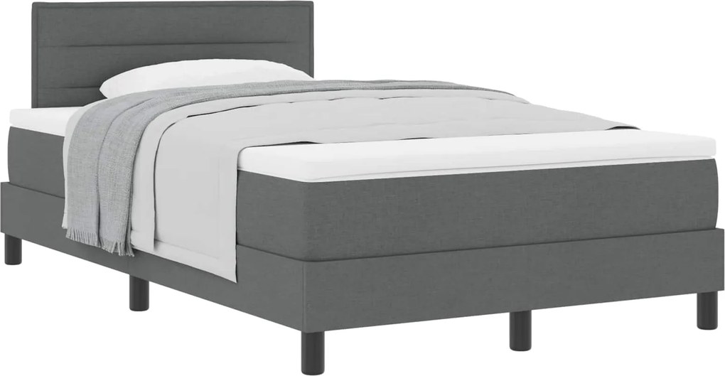 vidaXL Boxrugós ágy matracmal Sötétszürke 120 x 190 cm szövet