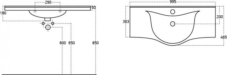 Viva STYLE Ekonomik 100 lábon álló fürdőszobabútor Sanovit ALBATROS 10100 mosdókagyló 99,5x46,5cm