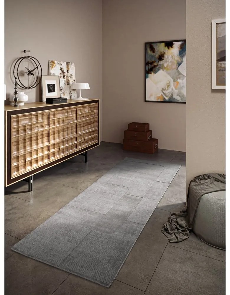 Szürke kézi szövésű gyapjú futószőnyeg 80x250 cm Charlotte – Villeroy&amp;Boch