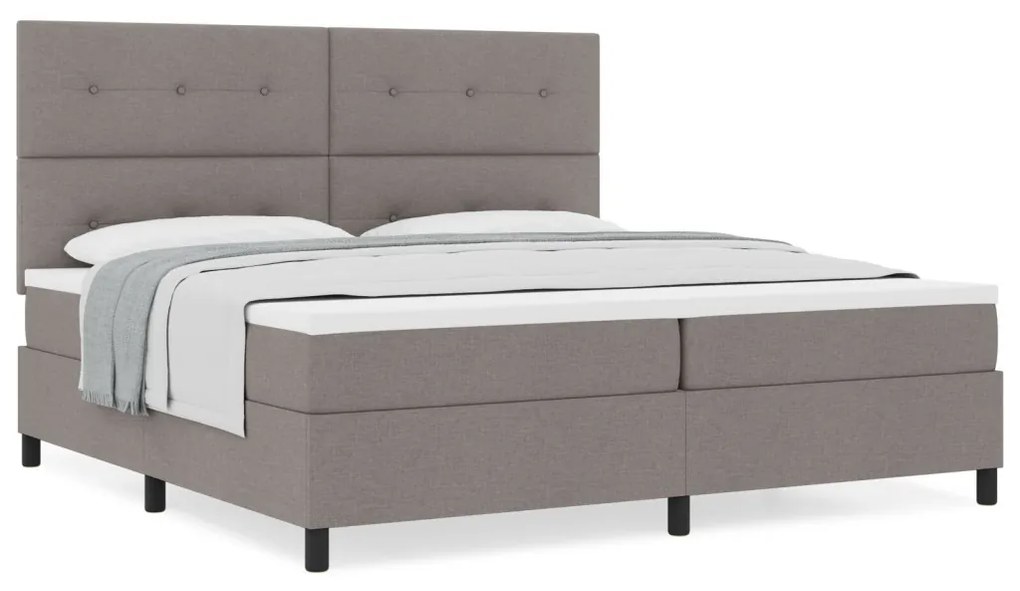 Box Spring Ágy Mattal Taupe 200x200 cm Szövet
