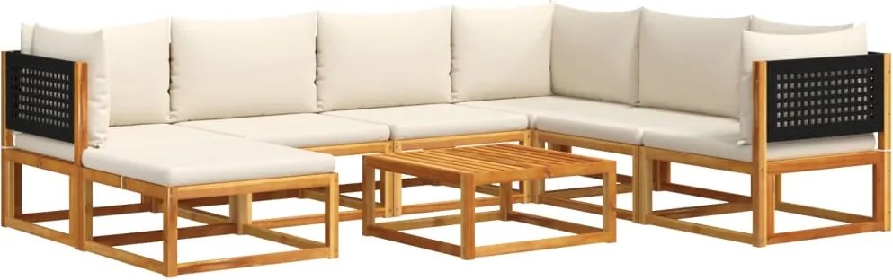 vidaXL 8 darabos akácfa és rattan kerti kanapégarnitúra párnákkal