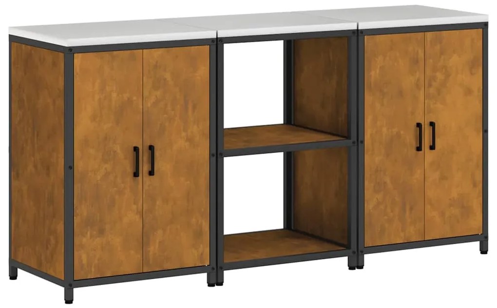 Konyhai Tároló Készlet polcokkal 3 pcs Rozsdás 180 x 50 x 92 cm