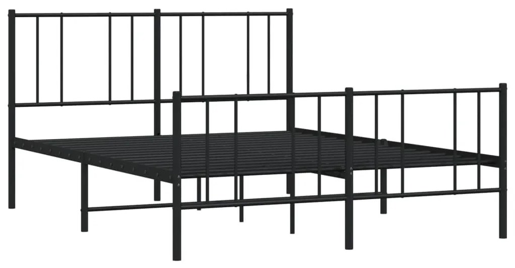 fekete fém ágykeret fej- és lábtámlával 120 x 200 cm