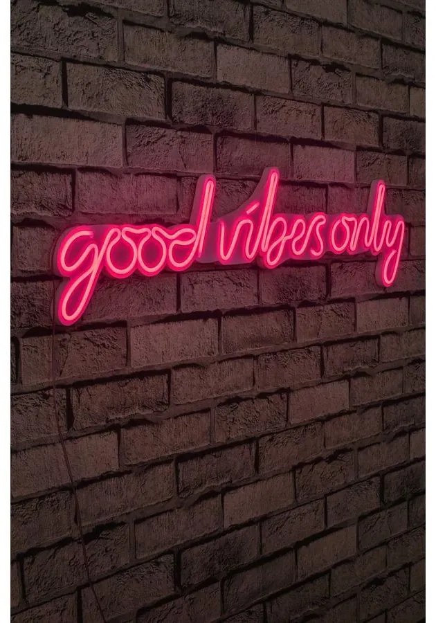 Műanyag LED-es fali dekoráció, Good Vibes Only - Pink