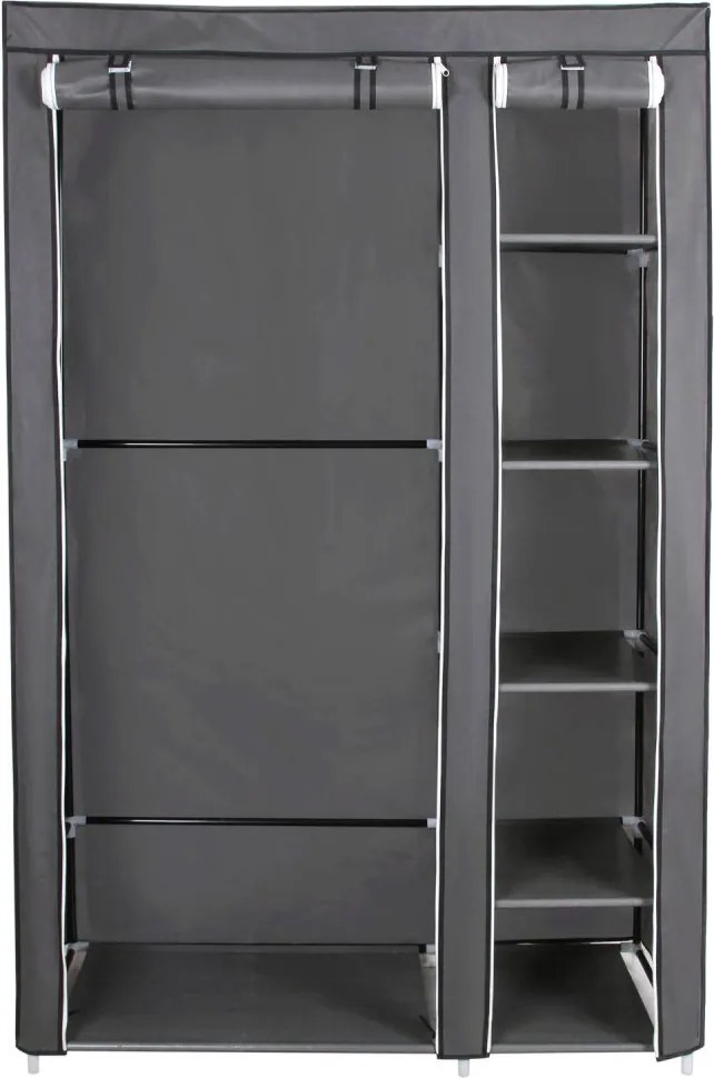 Szövet ruhatároló szekrény hordozható gardrób, szürke 110x45x175cm