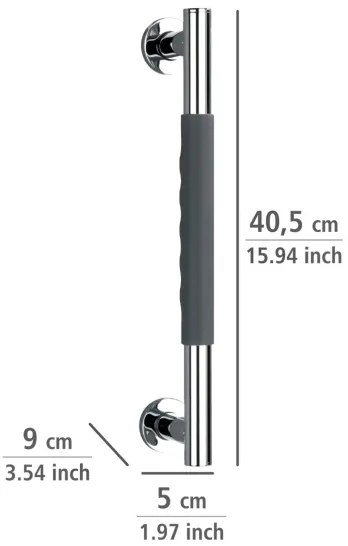 WENKO 23284100-SECURA kapaszkodó 40,5x9 cm rozsdamentes acél/antracit/fényes króm