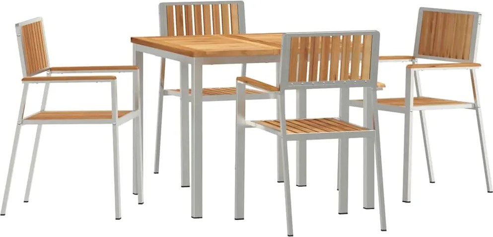 vidaXL Kültéri étkező szett 5 pcs Barna Tömör Teakfa
