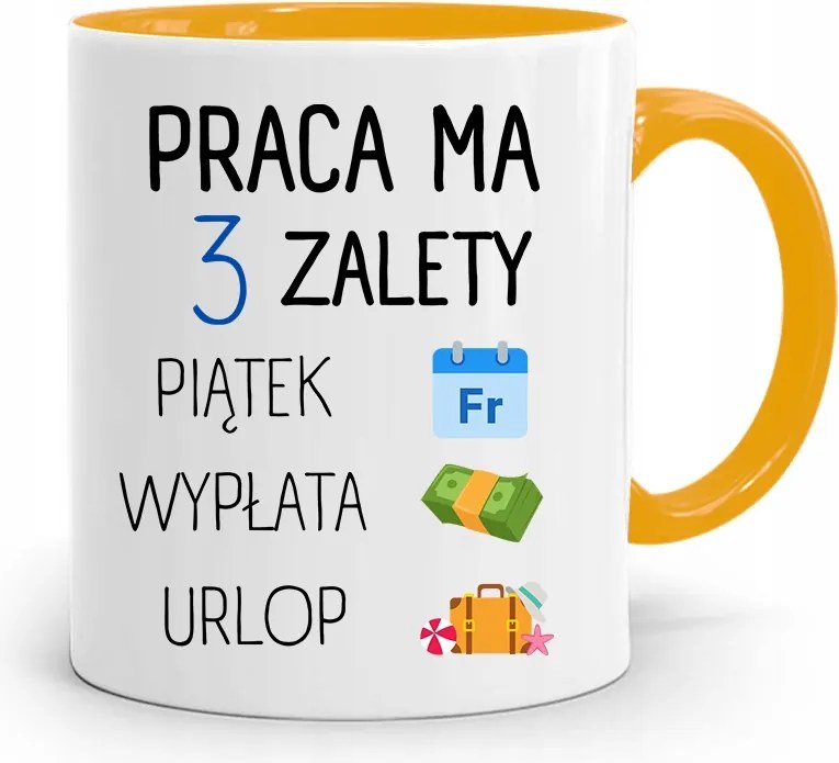 Bögre Sárga Vicces Munka 3 Előnye Van a fényképes nyomtatással