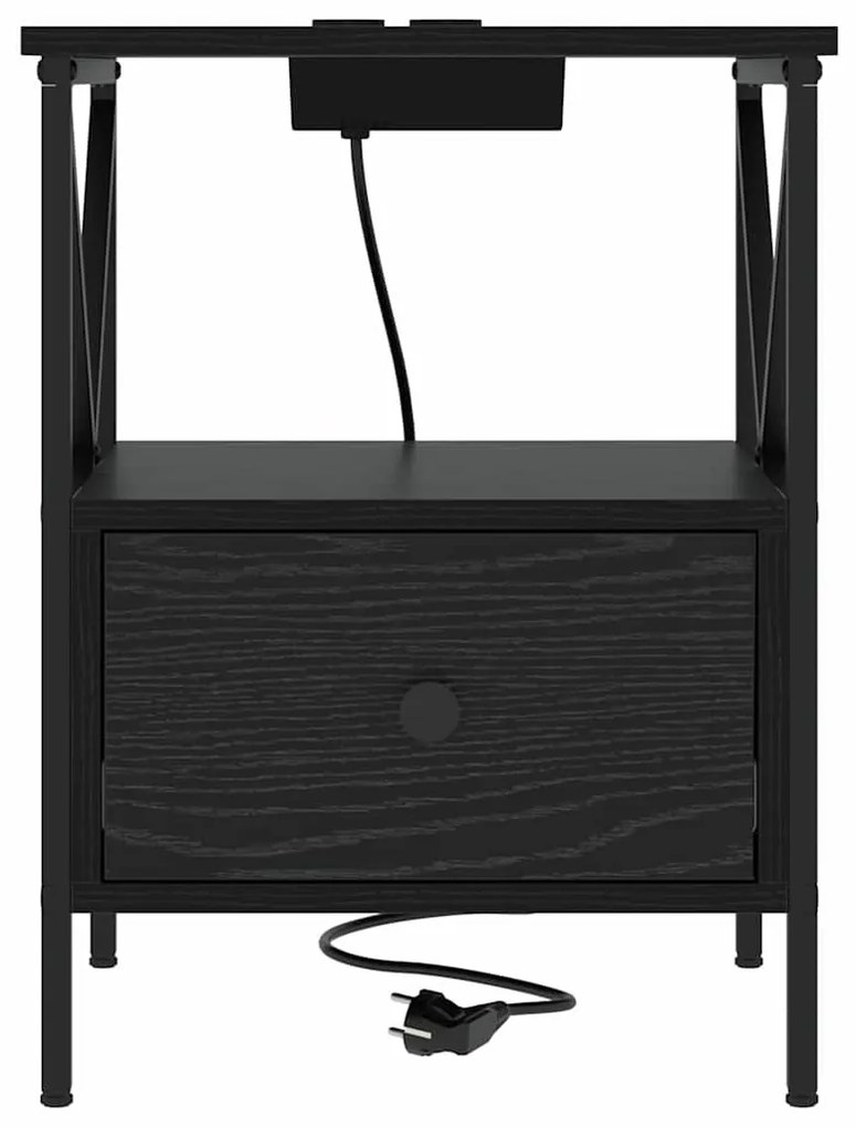 vidaXL Éjjeliszekrény 2 pcs Fekete tölgy 41,5 x 40,5 x 55 cm Faanyag