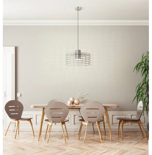 Eglo 43651 - Csillár zsinóron MILLIGAN 1xE27/40W/230V á. 48 cm ezüst