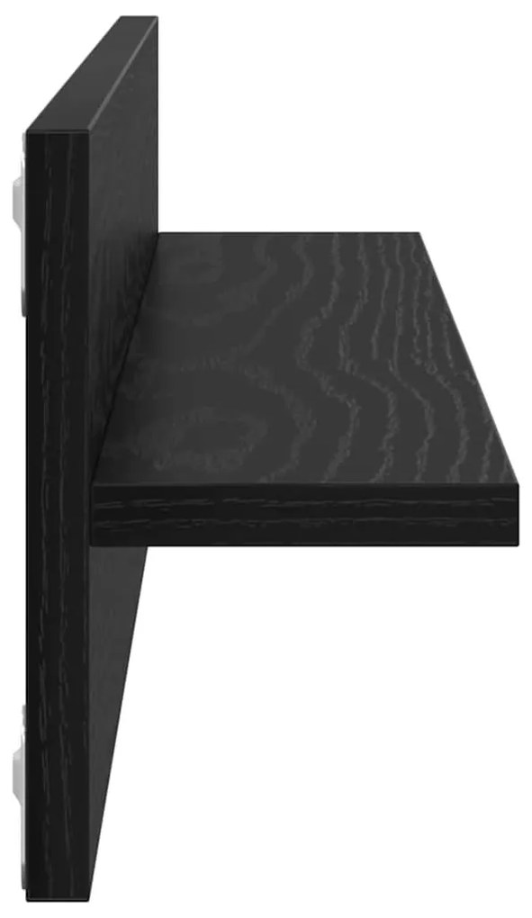 Falpolcok polcokkal 2 pcs Musta tammi 80 x 11.5 x 18 cm Faanyag