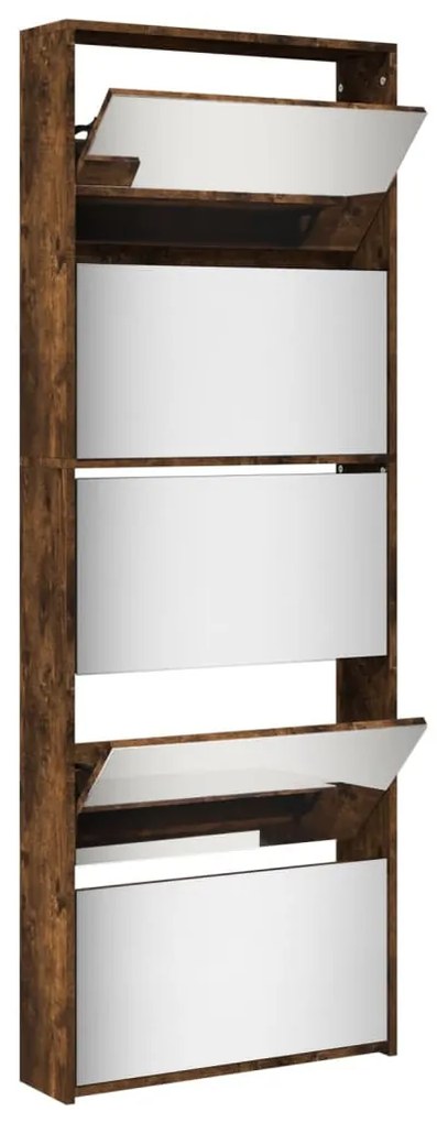 füstös tölgy 5 szintes cipőszekrény tükörrel 63 x 17 x 169,5 cm