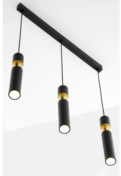 Jupiter 2004 - Csillár zsinóron ALAS 3xGU10/10W/230V fekete/arany