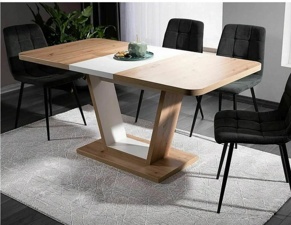 Nigel bővíthető étkezőasztal tölgy/fehér 120-160 cm