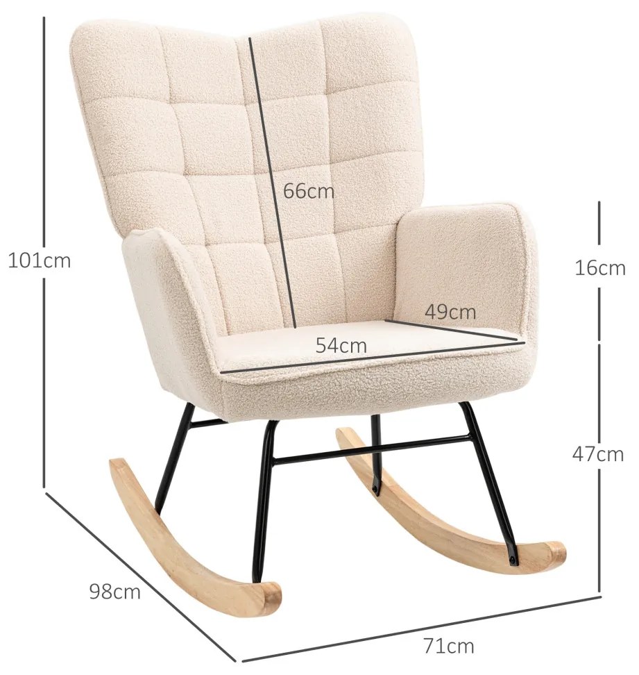 Hintaszék, relaxációs szék berber gyapjúval, bézs, 71 x 92 x 101 cm