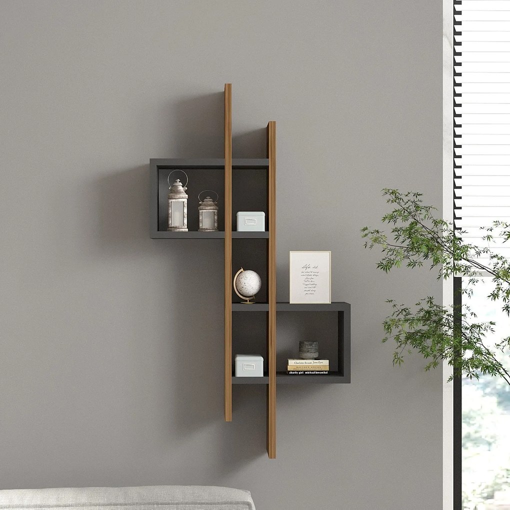 Fali polc Emse - Oak, Anthracite