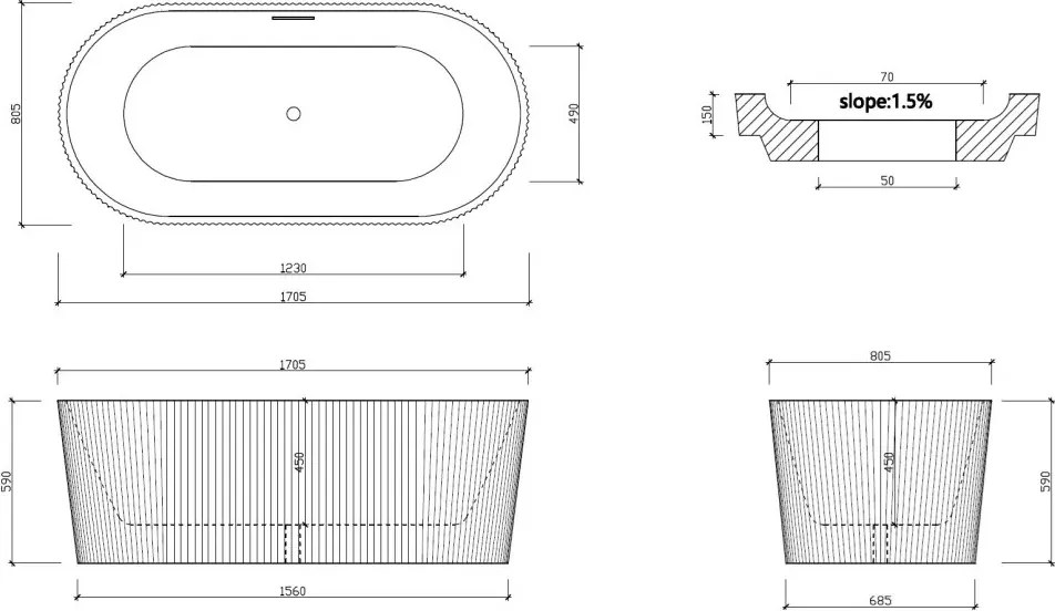 AREZZO design ARNO szabadon álló kád, fényes fehér