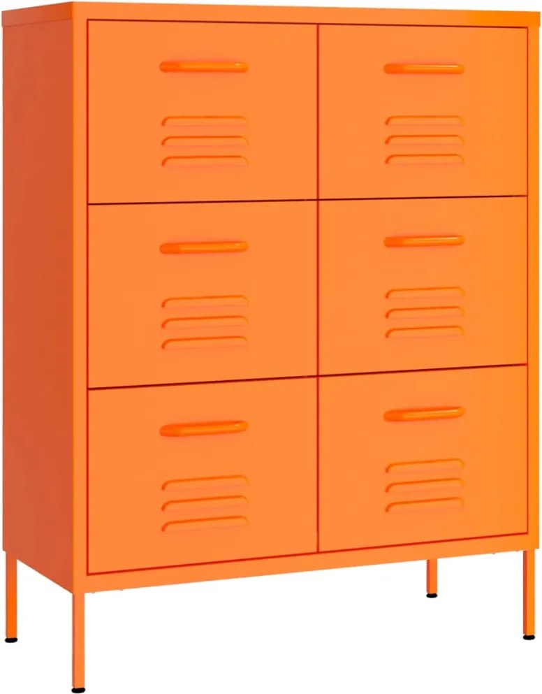 vidaXL narancssárga acél fiókos szekrény 80 x 35 x 101,5 cm
