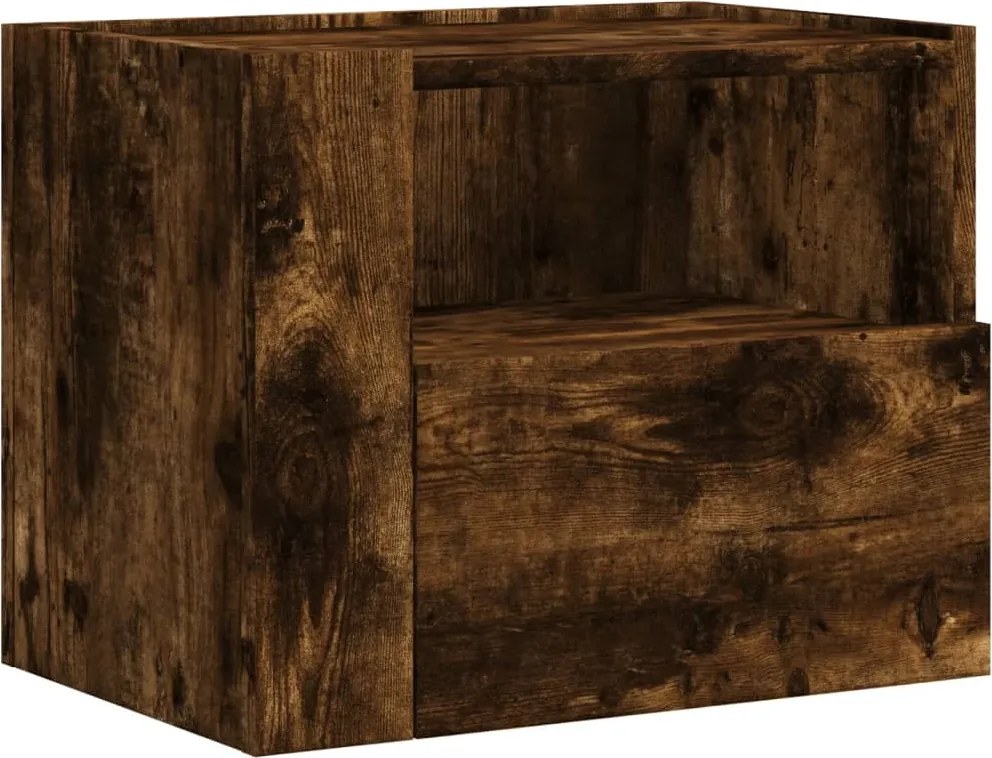 vidaXL füstös tölgy színű falra szerelhető éjjeliszekrény 45x30x35 cm