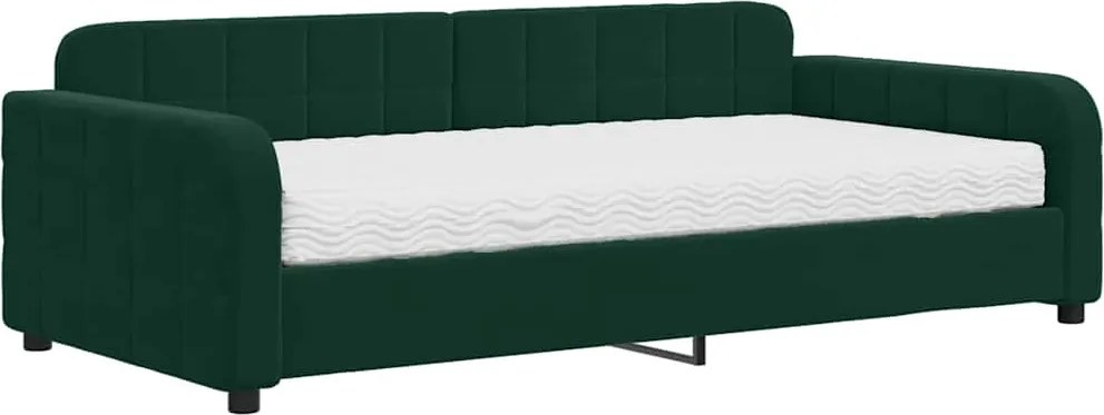 vidaXL zöld bársony heverő matraccal 100 x 200 cm