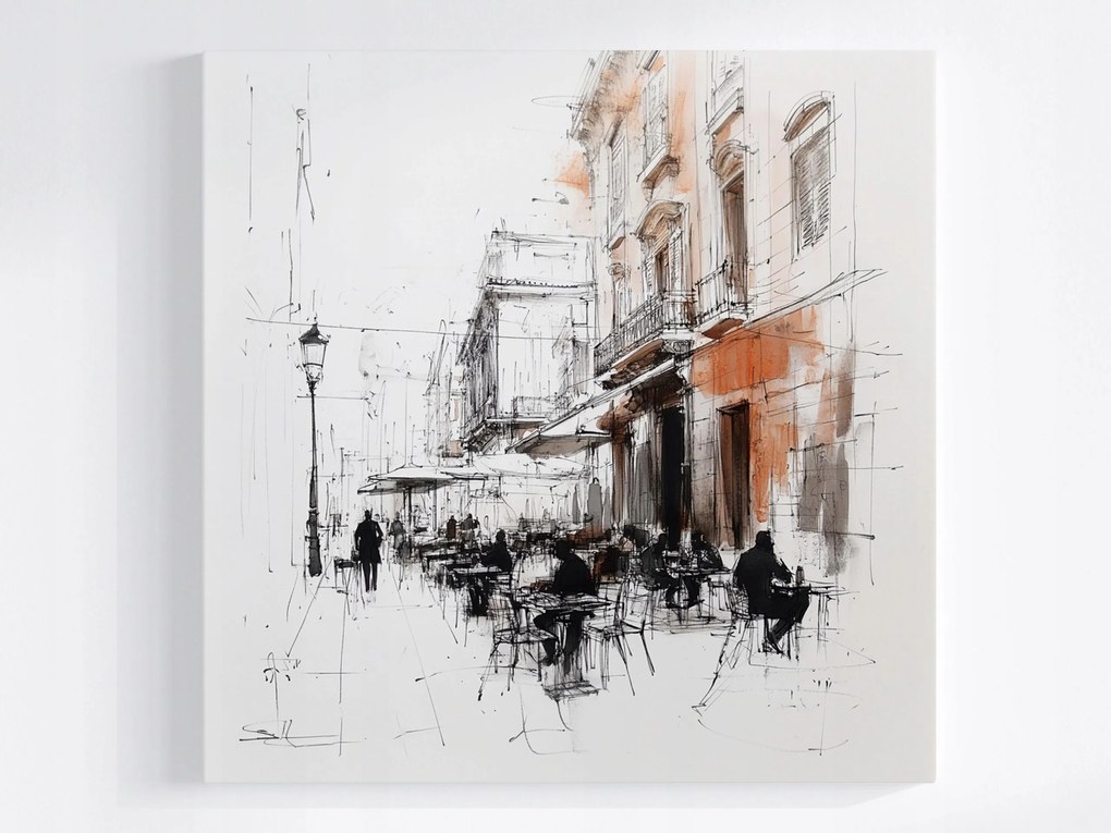 Poszter Rajz Város Utca Kávézó Urban 40x40