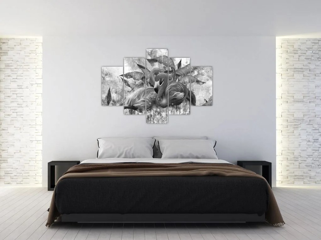Kép - Flamingók graffiti (150x105 cm)
