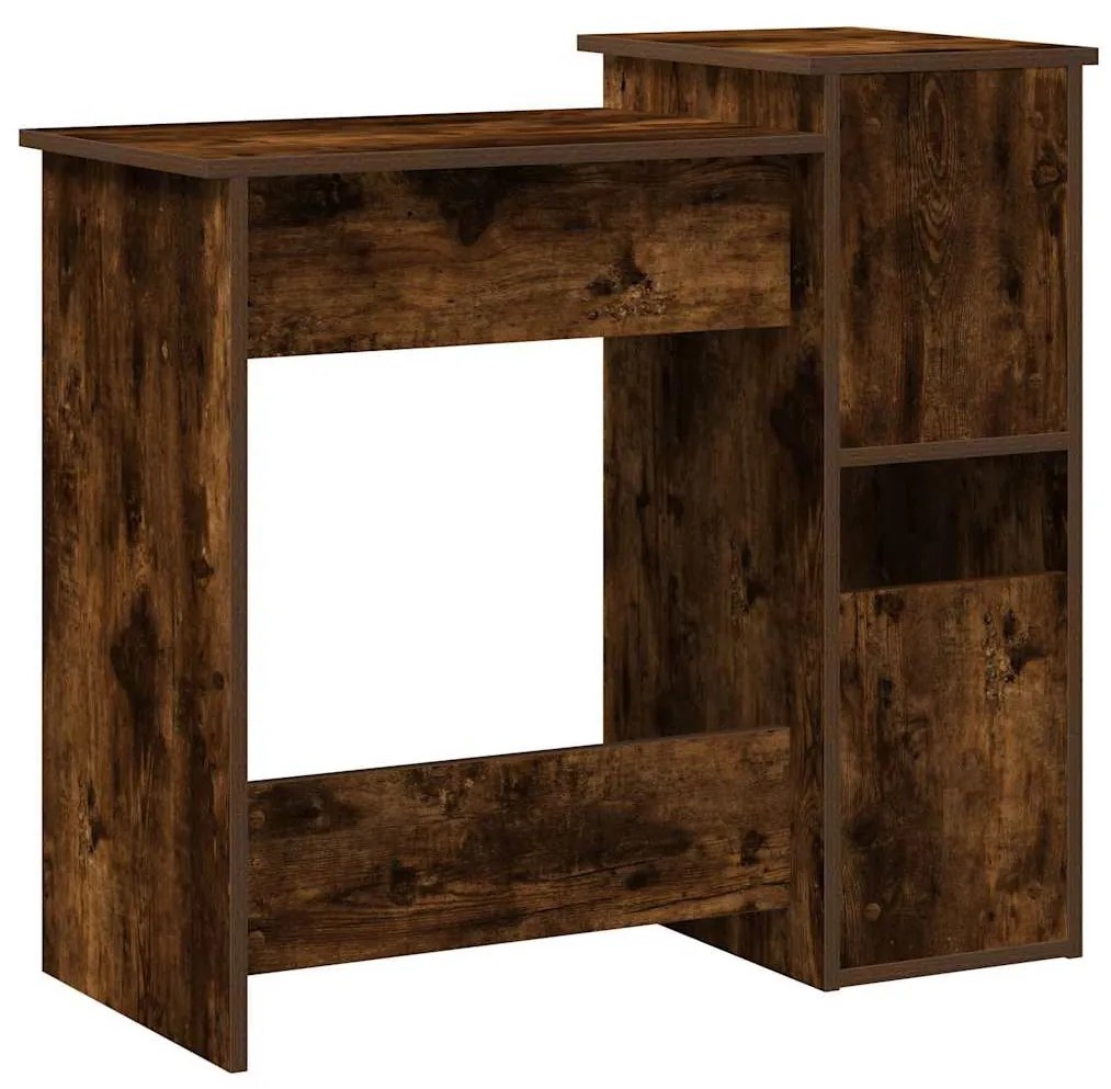 füstös tölgy szerelt fa íróasztal polcokkal 84x40x78 cm