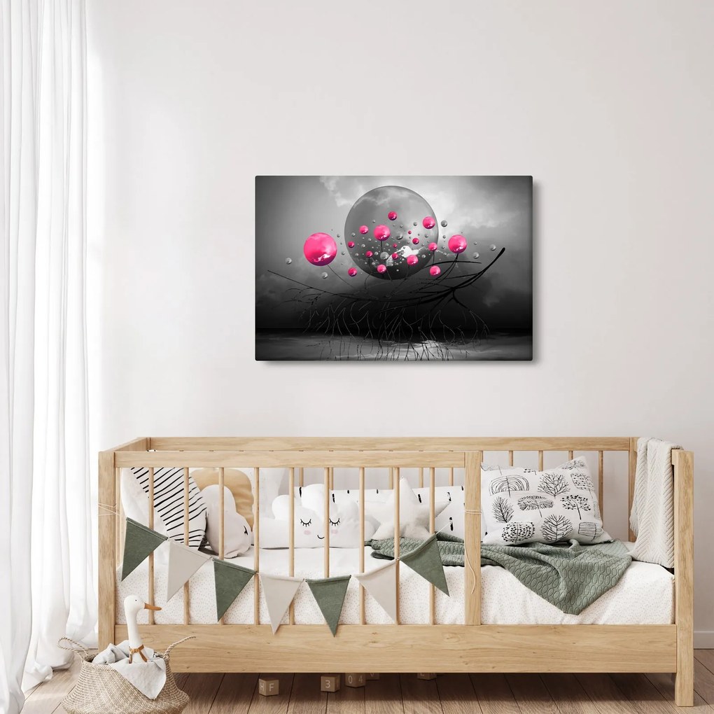 Rózsaszín absztrakt gömbök képe (90x60 cm)