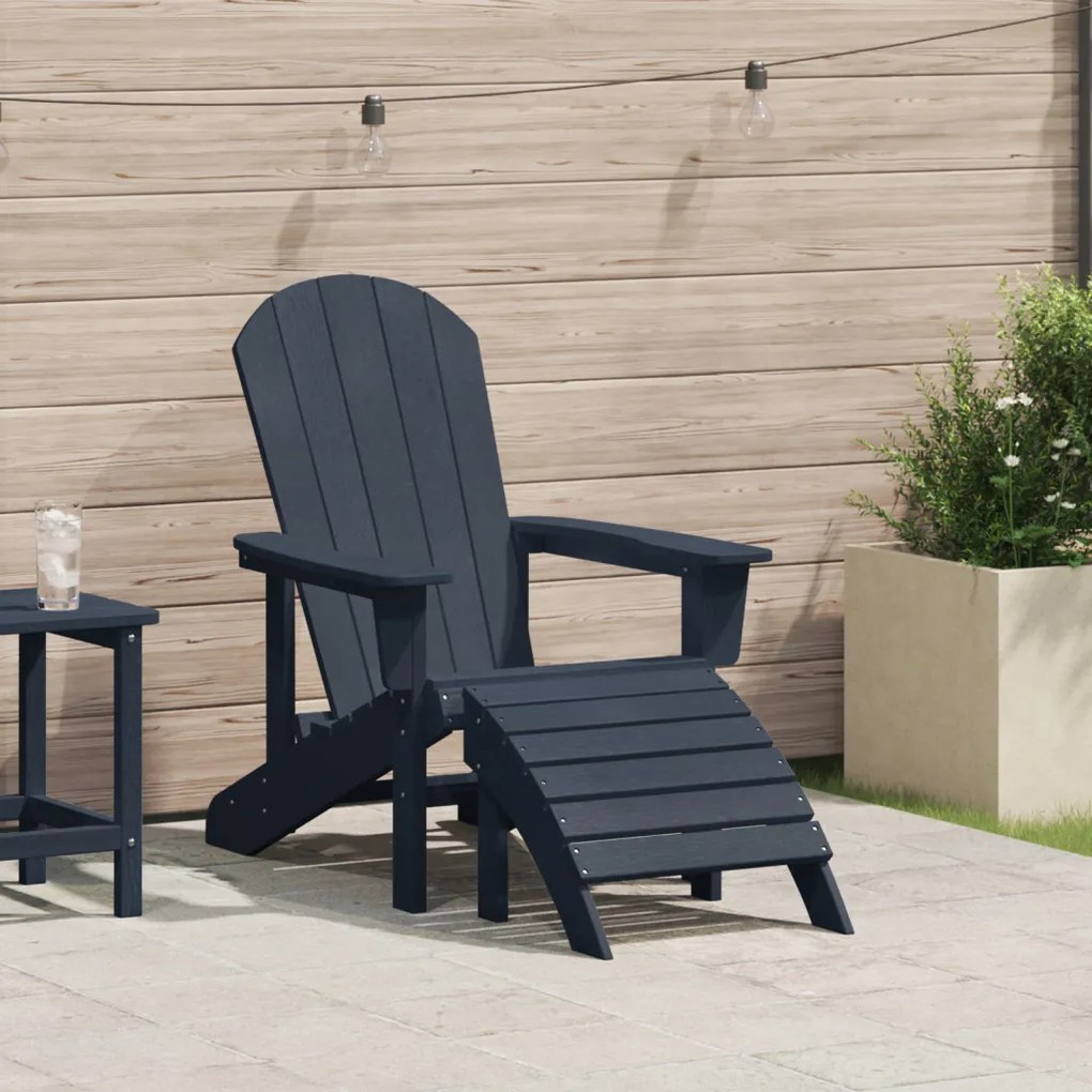 Adirondack szék lábtámasszal Tengerészkék HDPE