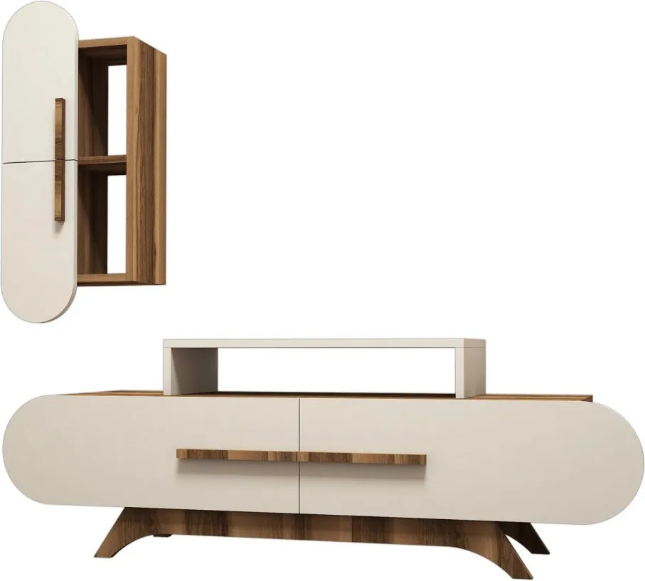 TV-állvány, dió-krém, 145 cm