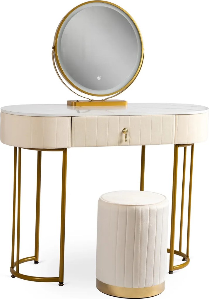 ASHLEY fésülködőasztal bézs/arany