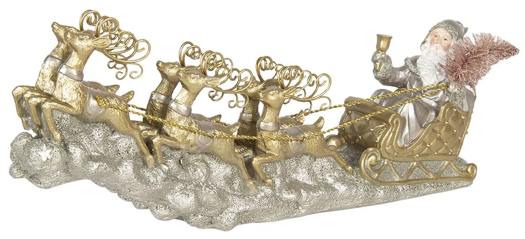 Télapó aranyszarvasokkal karácsonyi nosztalgikus dekoráció figura