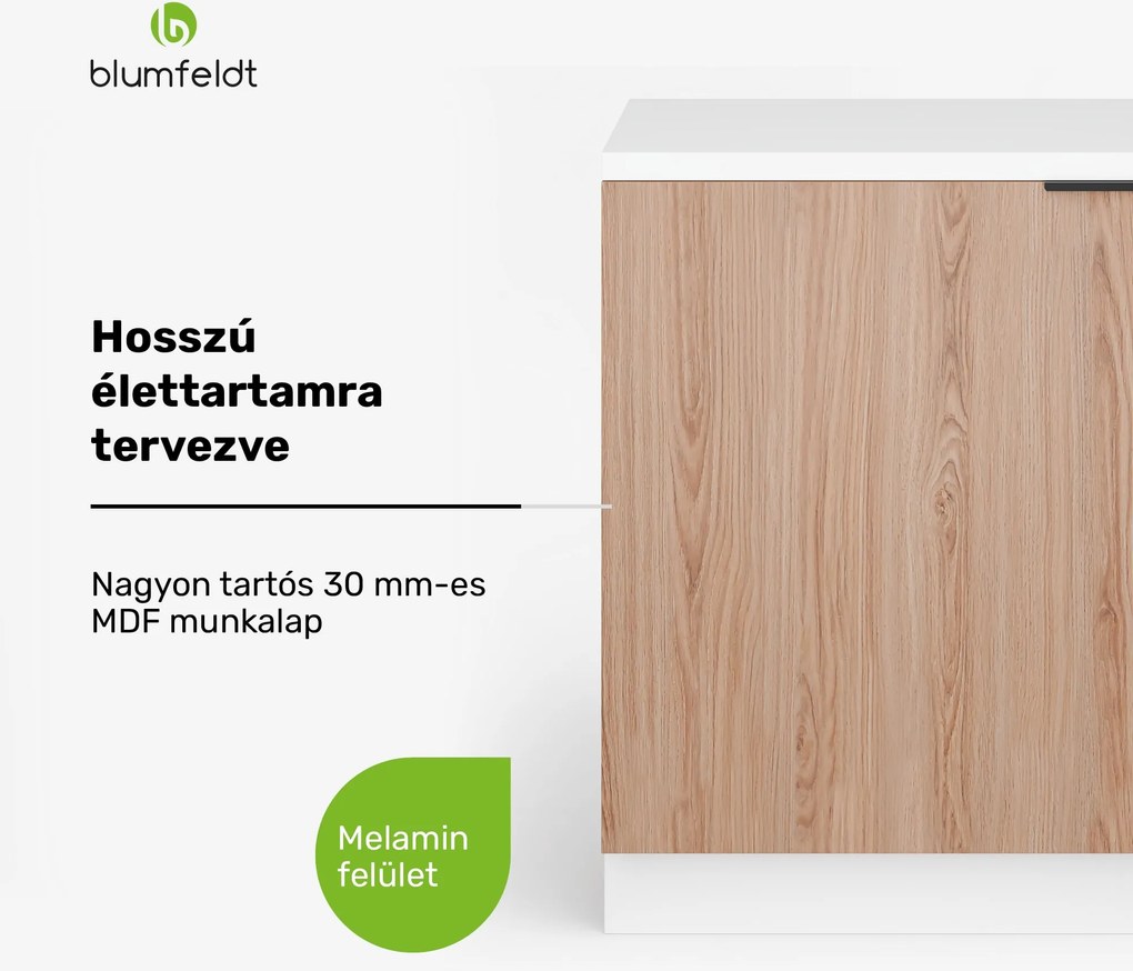 Blumfeldt WoodVista mosogatógép szekrény, Robusztus munkalap, Zökkenőmentes integráció