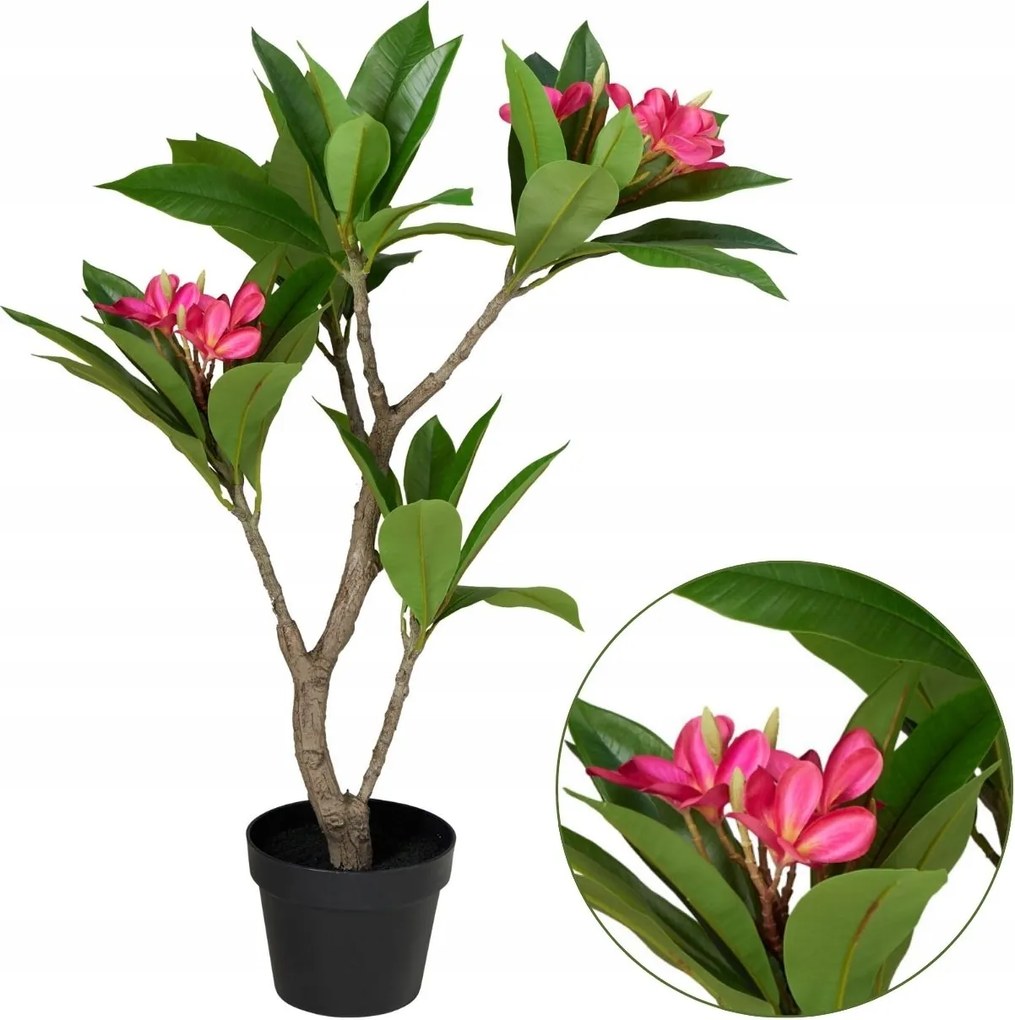 Műfa növény Frangipani Rózsaszín Virág 90cm Cserépben dekoráció