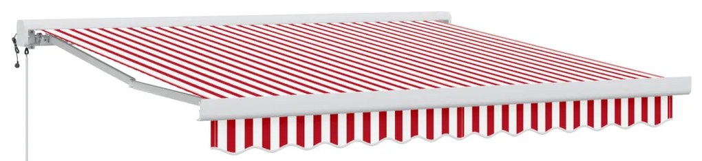 Automatikus Behúzható Napellenző Piros és Fehér Csíkkal 350x250 cm