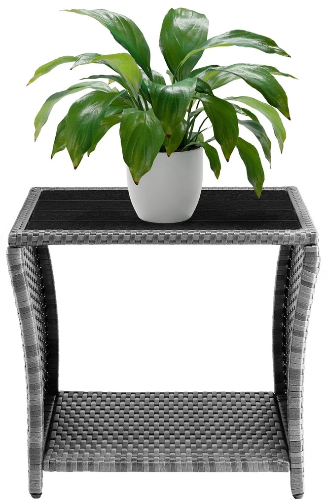 Casaria® Vedis rattan asztal 45x45x40 cm - szürke