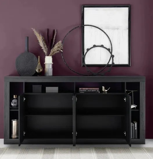 RIMINI komód, négyajtós – fekete kőris