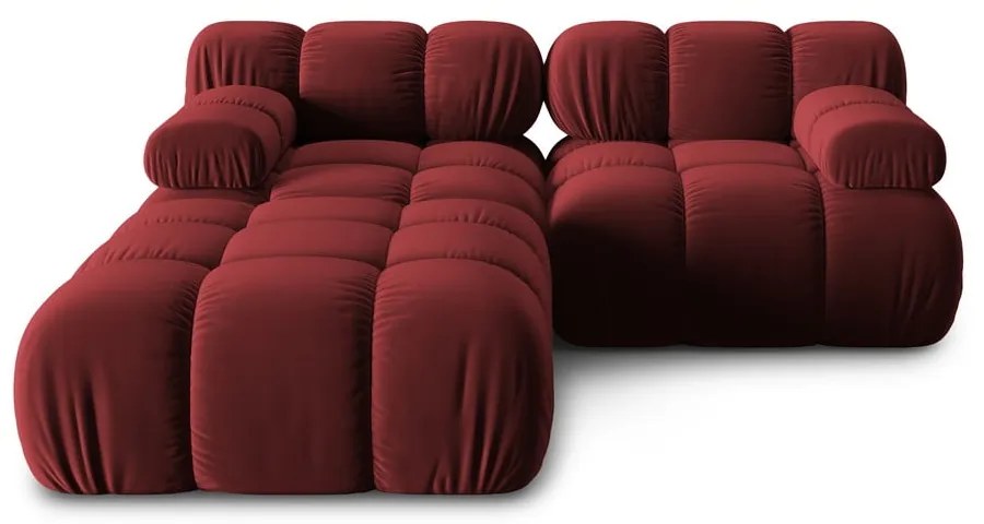 Piros bársony sarokkanapé Bellis – Micadoni Home
