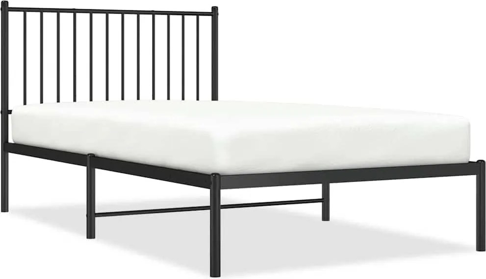vidaXL fekete fém ágykeret fejtámlával 100 x 190 cm