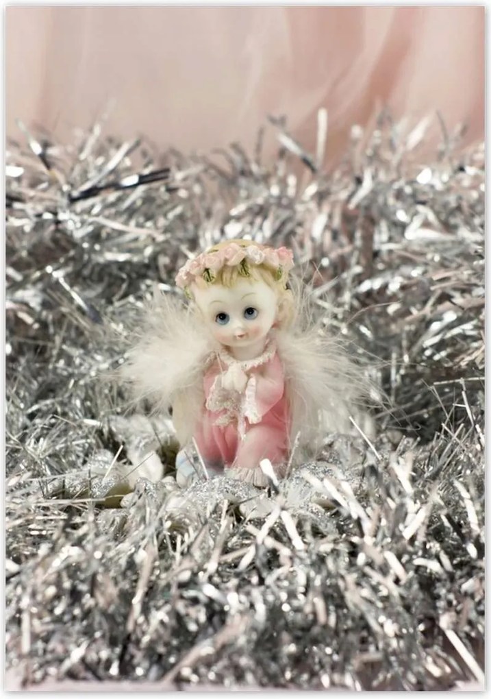 Poszterek 70x100 Angyalka ezüst szénában