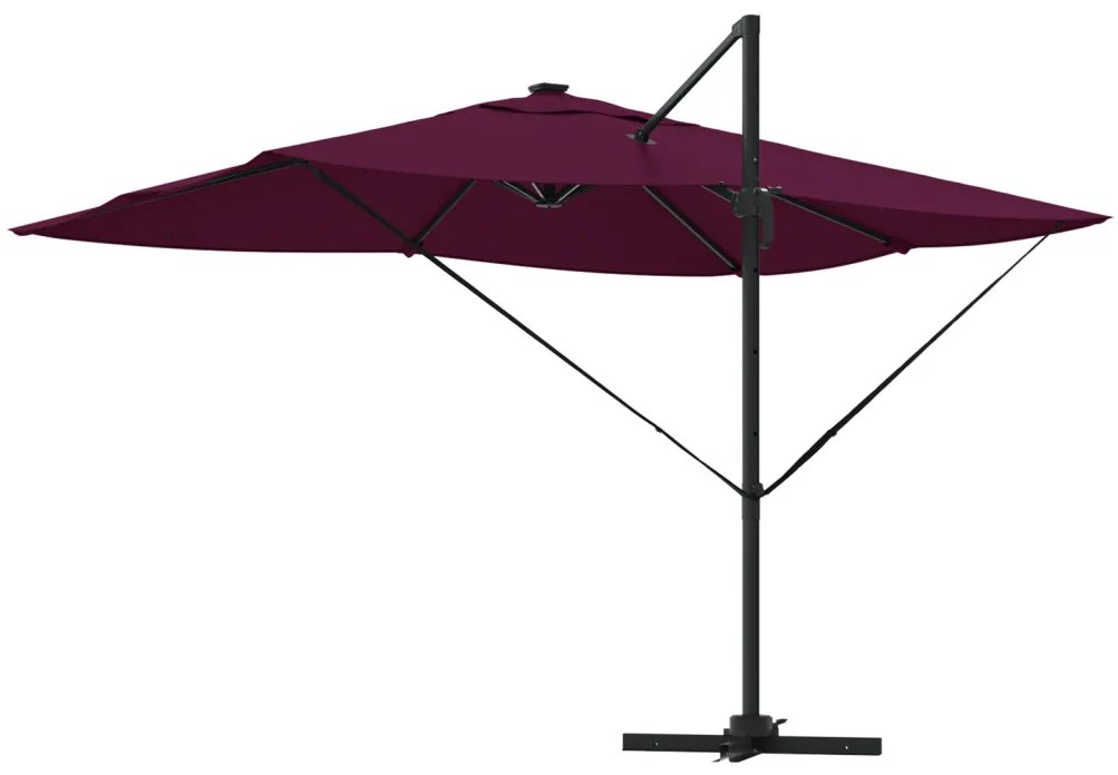 Konzolos Roma Napernyő LED-del Bordeaux Piros 352x251x265 cm Alumínium