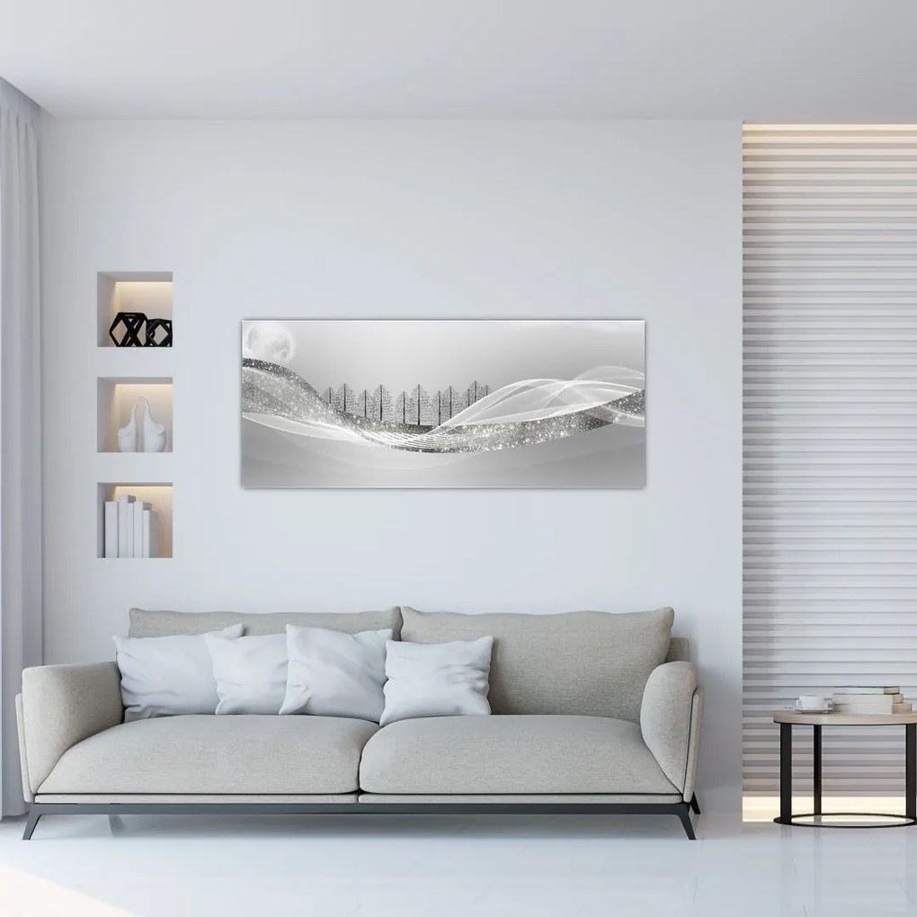 Kép - ezüst táj (120x50 cm)