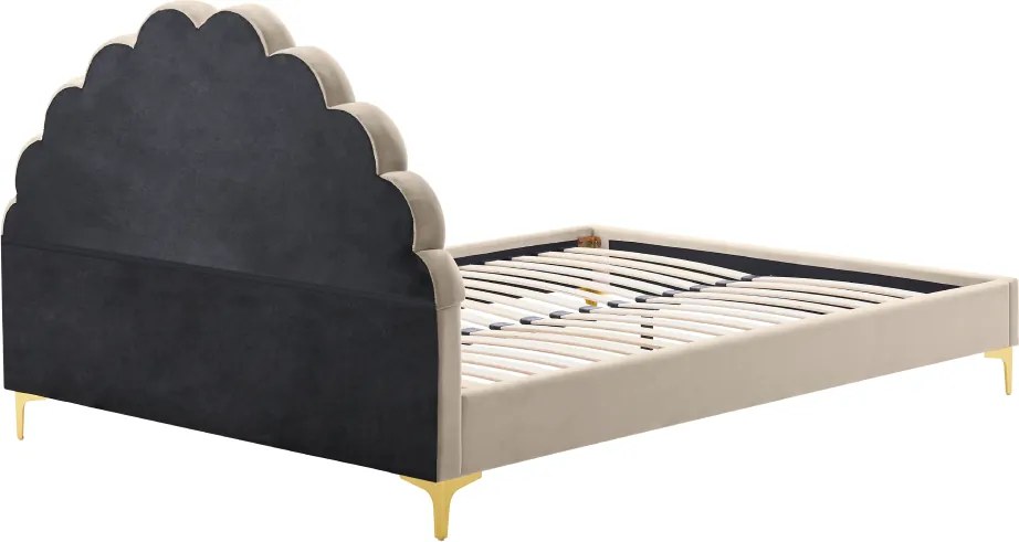 Ágy ágyráccsal, 160x200, bézs Velvet szövet, ISADORA