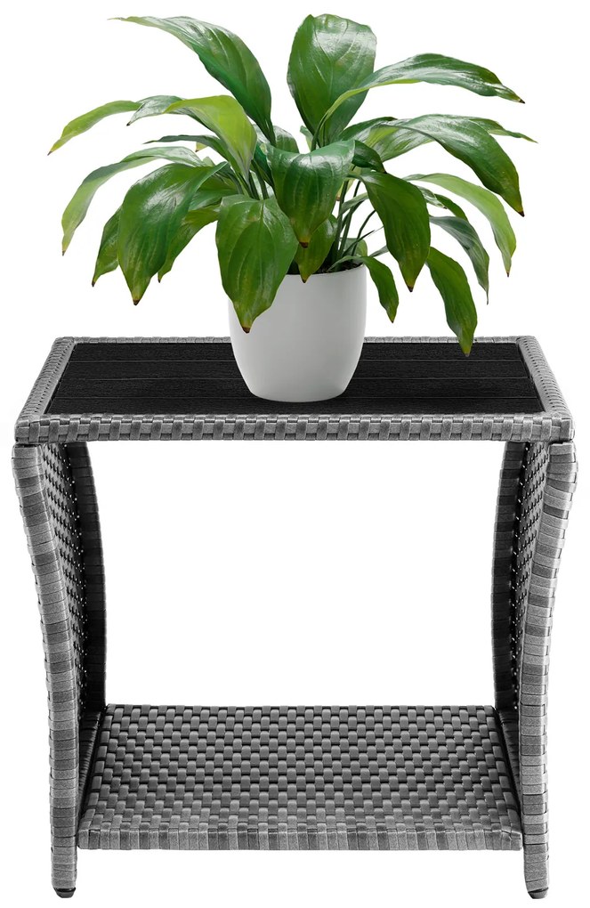 Casaria® Vedis polyrattan asztalka 45x45x40 cm - szürke